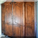 F01. French Provincial armoire. 8'10&rdquo;h x 8'9&rdquo;w x 2'd  